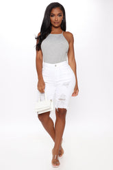 Haley Denim Bermuda Shorts - White Ins Street